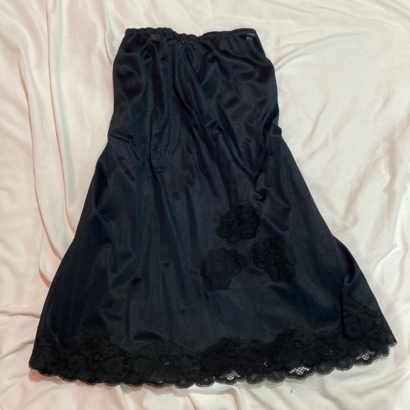 Vintage Black Lacy Slip Skirt - Picture 1 of 2